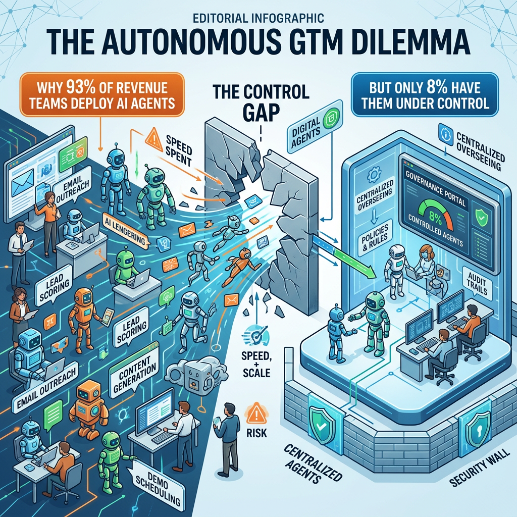 The Autonomous GTM Dilemma: 93% deploy AI agents, but only 8% keep them under control.